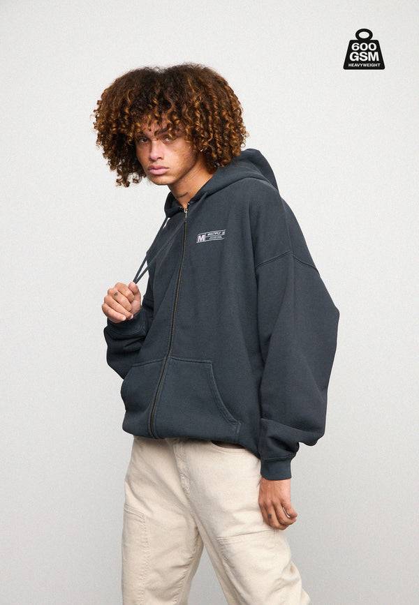 Multiply Spparel Oversize Zip Hoodie HEAVY Black Soda Letzter Tag