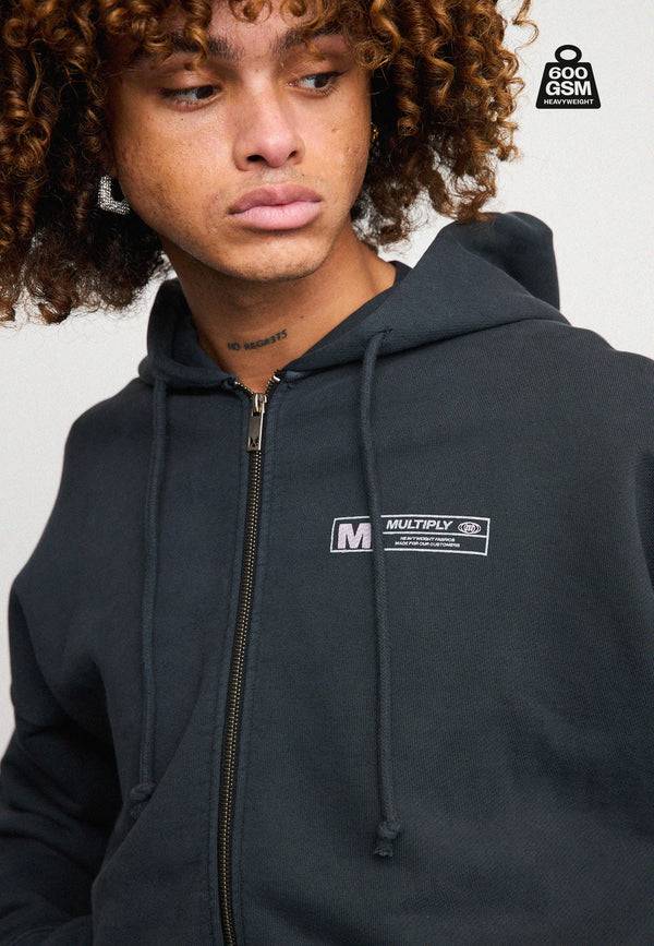 Multiply Spparel Oversize Zip Hoodie HEAVY Black Soda Letzter Tag