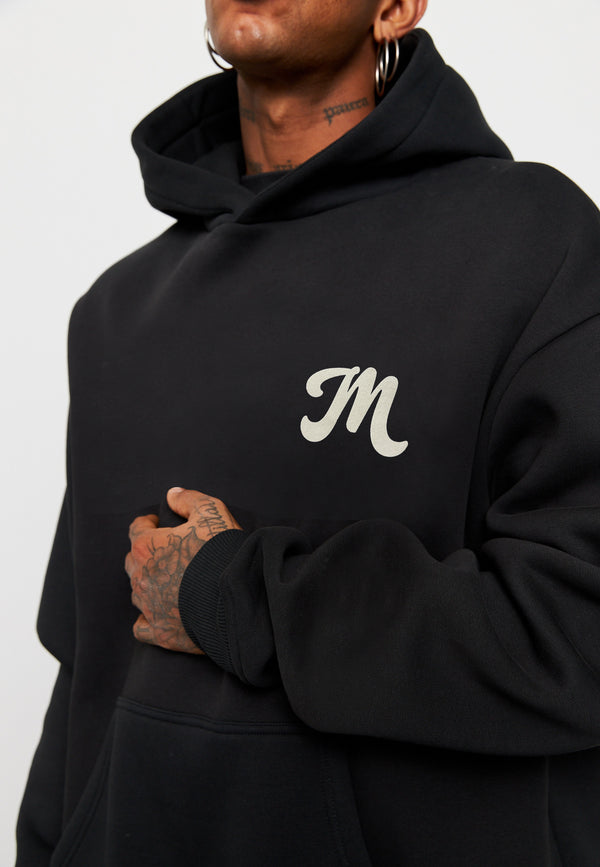 Multiply Spparel Oversize Hoodie M FLORAL 2 Black Soda Washed Zeitbegrenzte Promotion