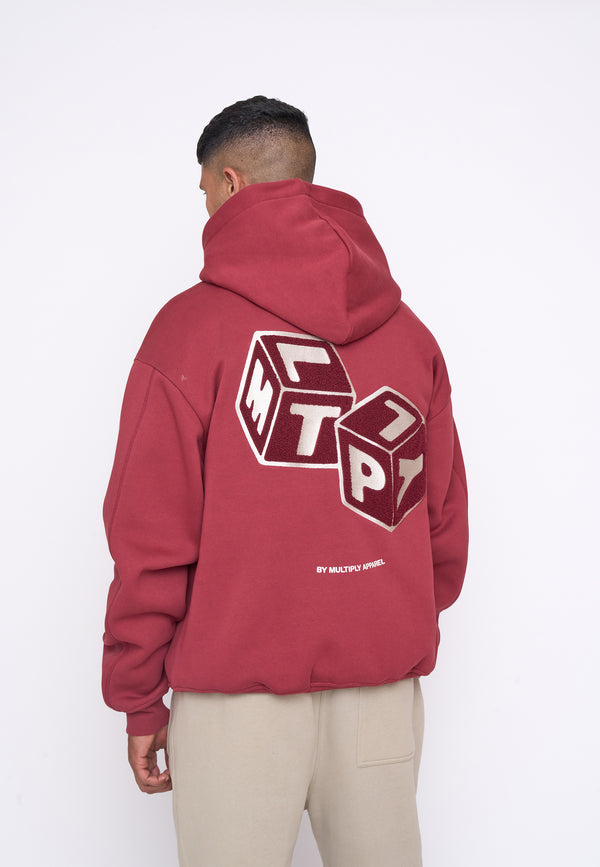 Multiply Spparel Oversize Zip Hoodie CUBES Ruby Wine 50% Rabatt für begrenzte Zeit