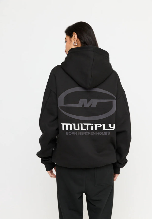 Multiply Spparel Oversize Hoodie BROKEN IDENTITY Black Soda Washed Schlussverkauf