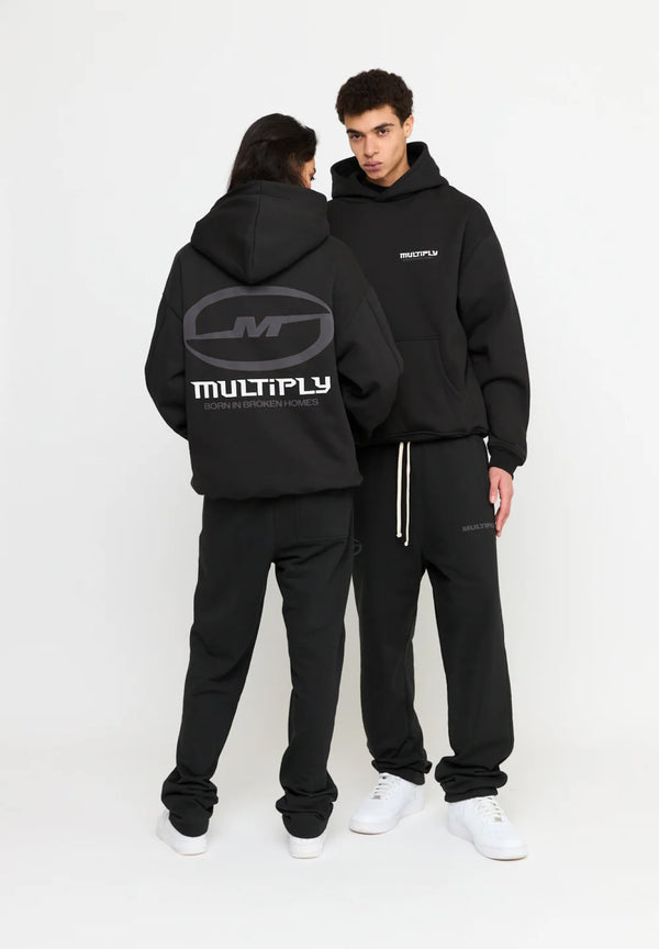 Multiply Spparel Oversize Hoodie BROKEN IDENTITY Black Soda Washed Schlussverkauf
