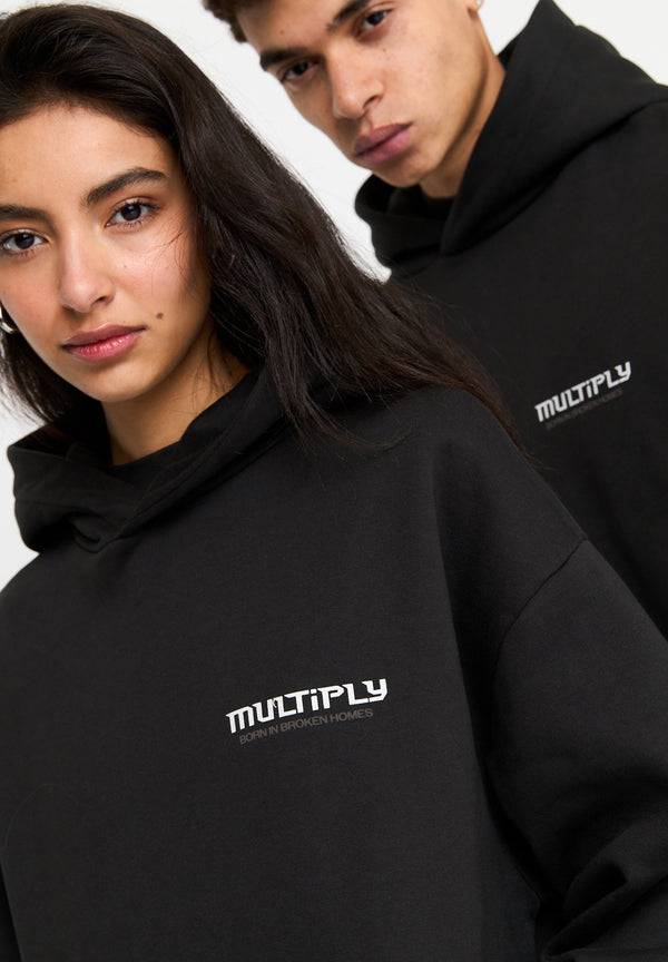 Multiply Spparel Oversize Hoodie BROKEN IDENTITY Black Soda Washed Schlussverkauf