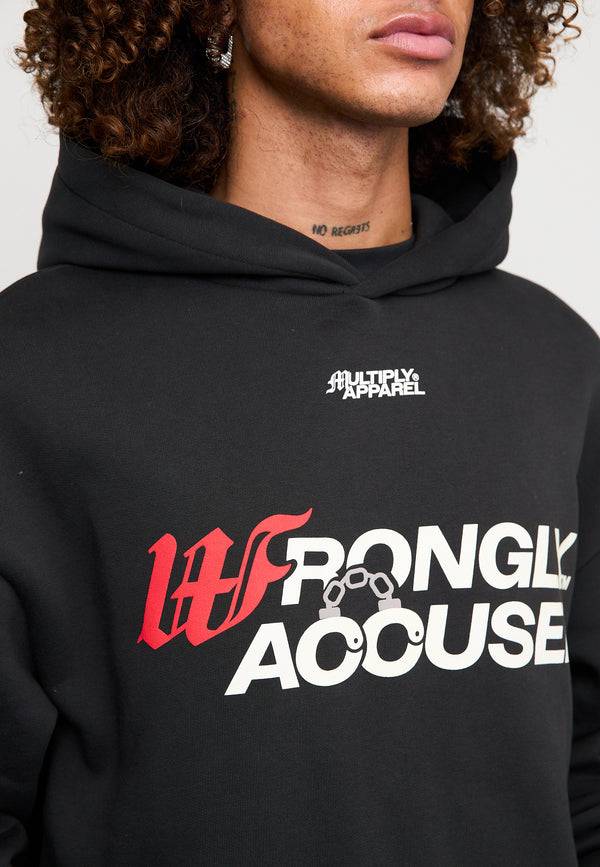 Multiply Spparel Oversize Hoodie INJUSTICE Black Soda Washed Preisnachlass