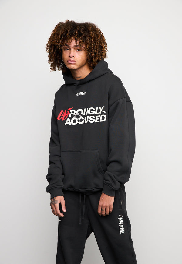 Multiply Spparel Oversize Hoodie INJUSTICE Black Soda Washed Preisnachlass