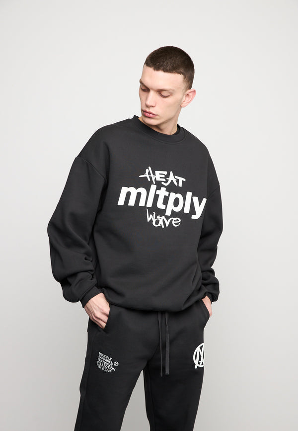 Multiply Spparel Oversize Sweatshirt MLTPLY WAVE Black Soda Washed Saisonschlussverkauf