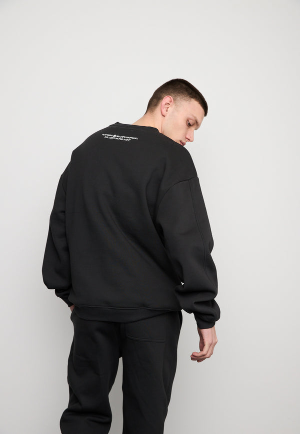 Multiply Spparel Oversize Sweatshirt MLTPLY WAVE Black Soda Washed Saisonschlussverkauf