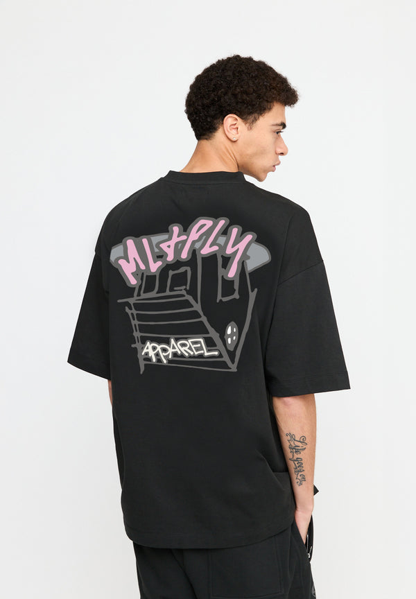 Multiply Spparel Oversize T-Shirt ISOLATION Black Soda Washed Neueste Mode