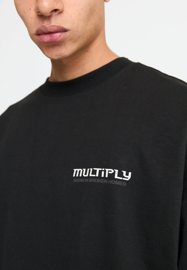 Multiply Spparel Oversize T-Shirt BROKEN IDENTITY Black Soda Washed Online Outlet