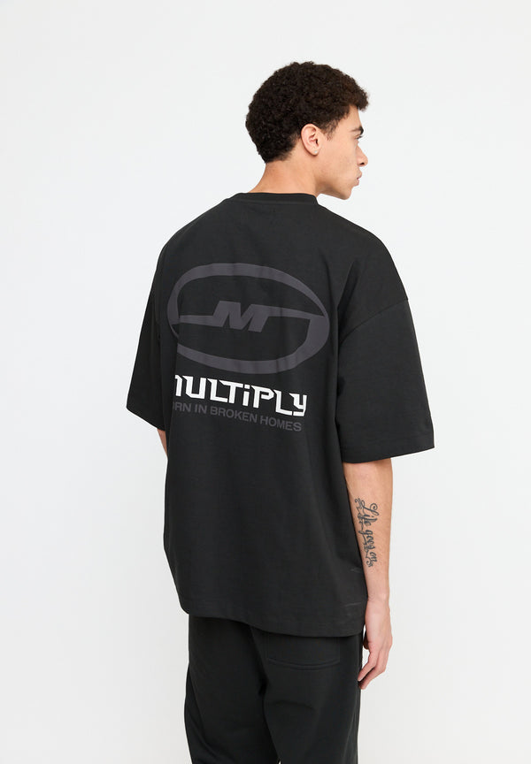 Multiply Spparel Oversize T-Shirt BROKEN IDENTITY Black Soda Washed Online Outlet