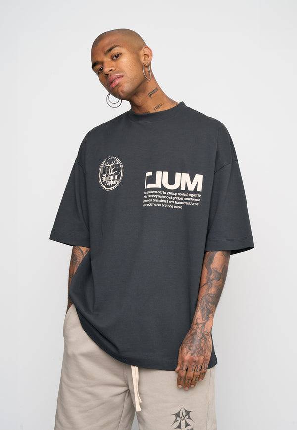Multiply Spparel Oversize T-Shirt ROOTS Black Soda Washed Zeitlich begrenztes Angebot