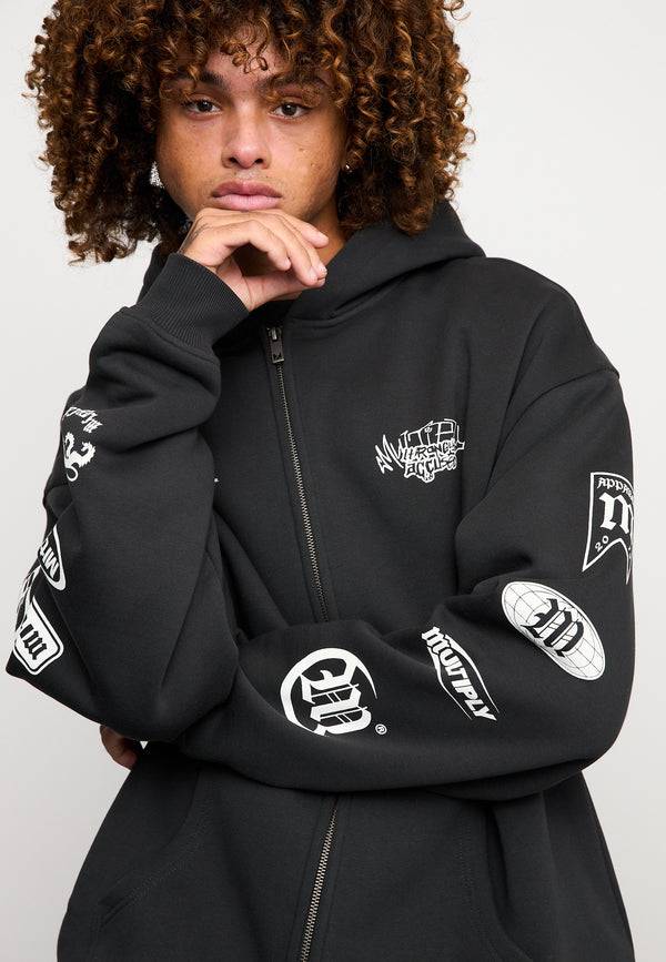 Multiply Spparel Oversize Zip Hoodie TRUTH Black Soda Washed Bestseller