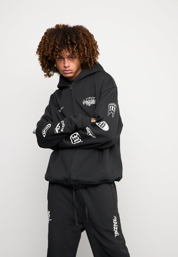Multiply Spparel Oversize Zip Hoodie TRUTH Black Soda Washed Bestseller