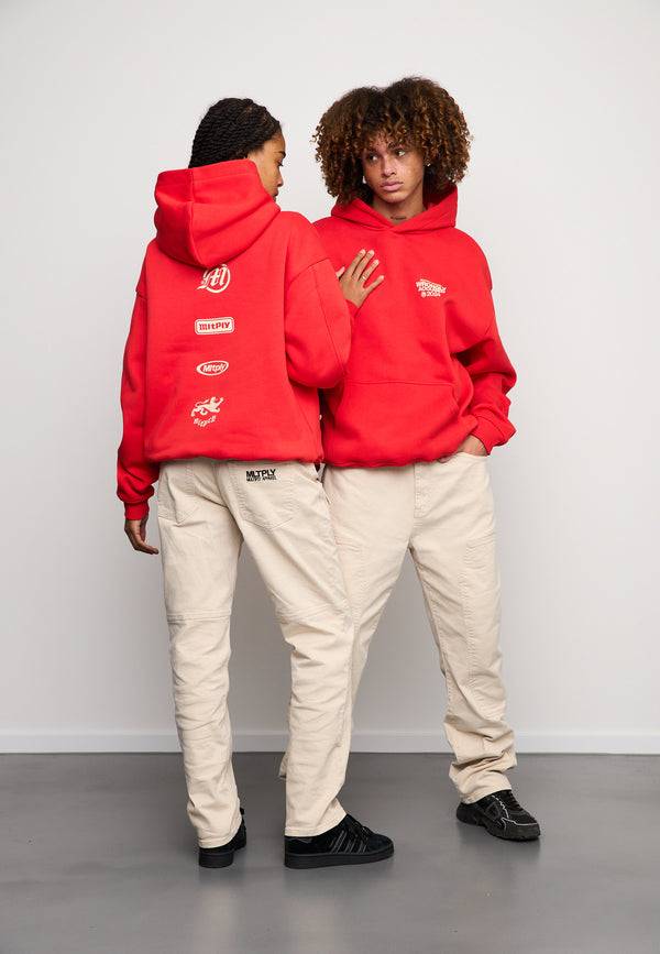 Multiply Spparel Oversize Hoodie JUDGMENT Flame Scarlet Räumungsverkauf