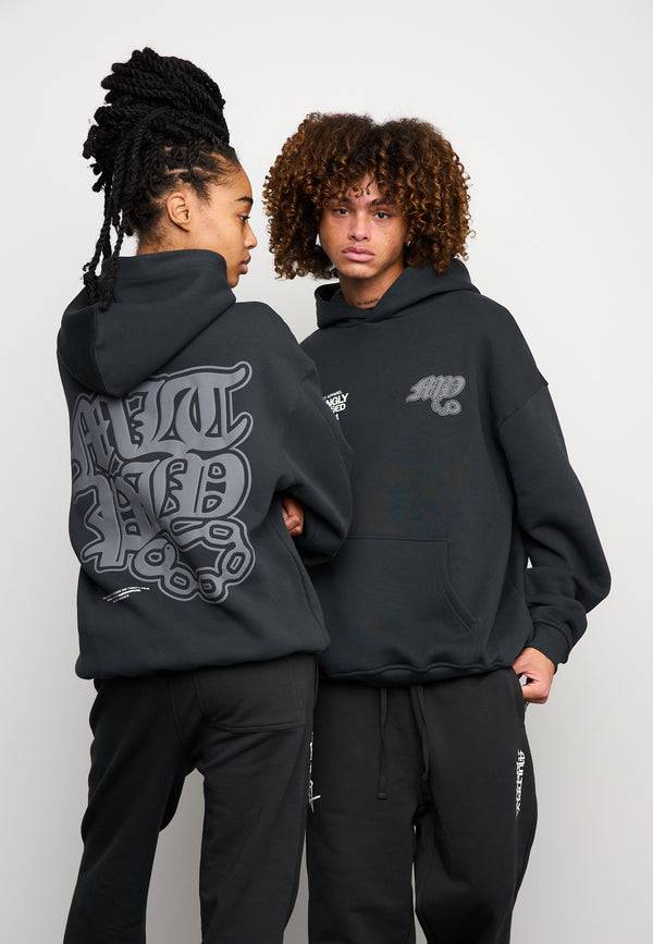 Multiply Spparel Oversize Hoodie FALSEHOOD Black Soda Washed