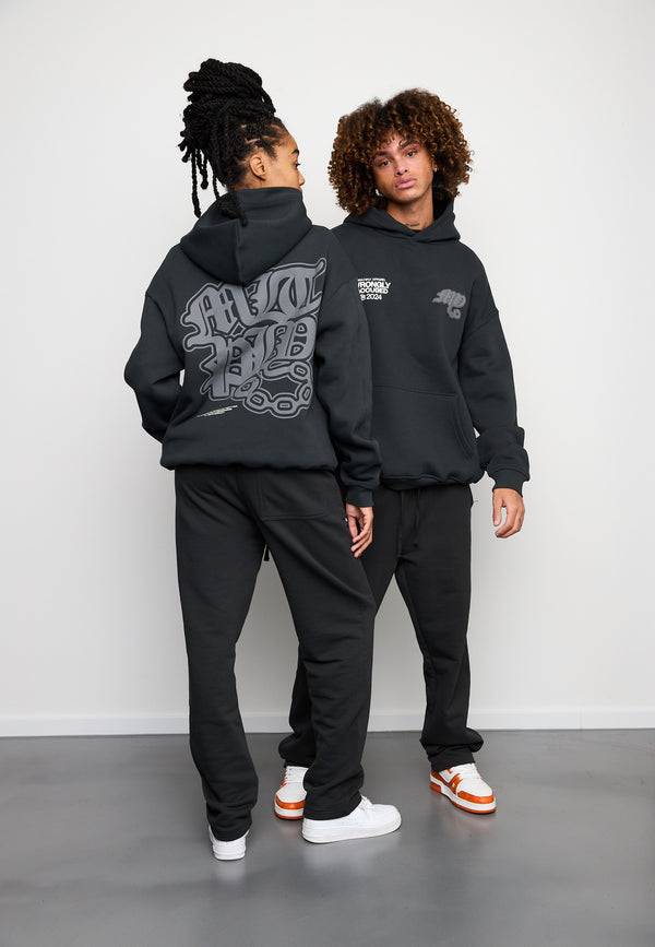 Multiply Spparel Oversize Hoodie FALSEHOOD Black Soda Washed Tägliche Deals