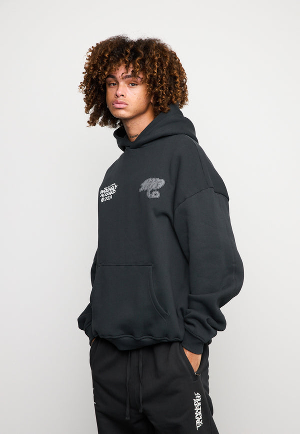 Multiply Spparel Oversize Hoodie FALSEHOOD Black Soda Washed Tägliche Deals