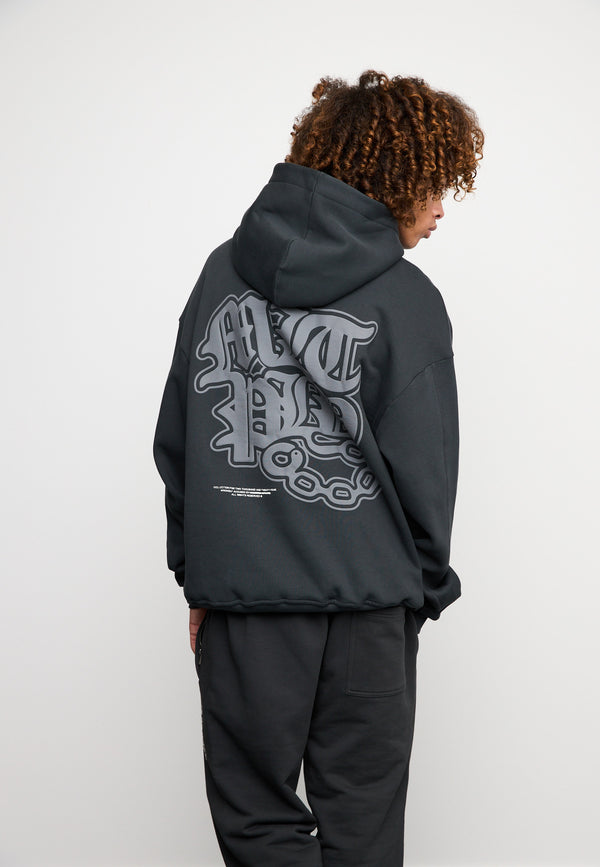 Multiply Spparel Oversize Hoodie FALSEHOOD Black Soda Washed Tägliche Deals