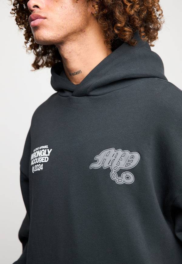Multiply Spparel Oversize Hoodie FALSEHOOD Black Soda Washed Tägliche Deals