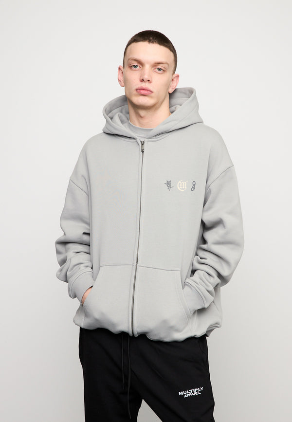Multiply Spparel Oversize Zip Hoodie DEFAMATION Ultimate Grey Tiefpreis