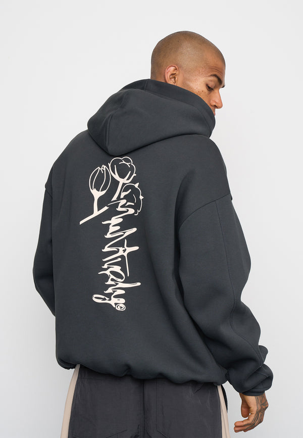 Multiply Spparel Oversize Zip Hoodie ROOTS Black Soda Washed Kostenlose Rückgabe