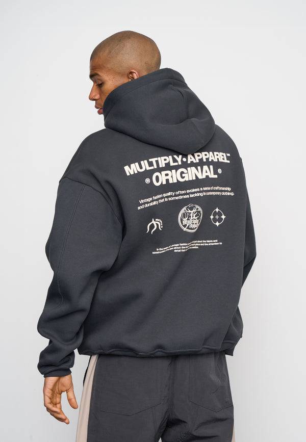 Multiply Spparel Oversize Zip Hoodie ORIGIN Black Soda Washed Begrenzte Freigabe