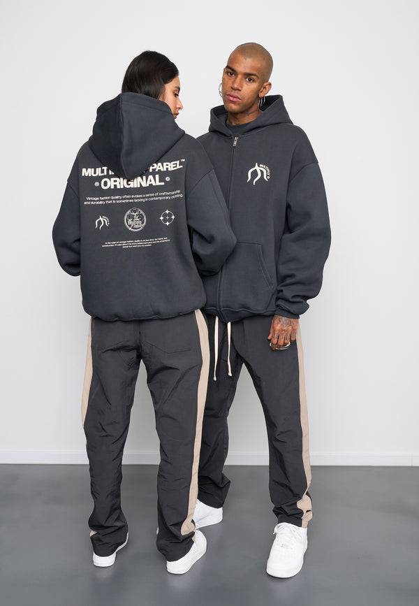 Multiply Spparel Oversize Zip Hoodie ORIGIN Black Soda Washed Begrenzte Freigabe