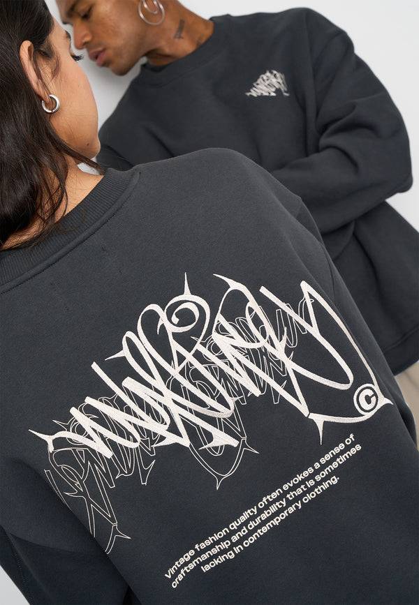 Multiply Spparel Oversize Sweatshirt THORNES Black Soda Washed JETZT KAUFEN