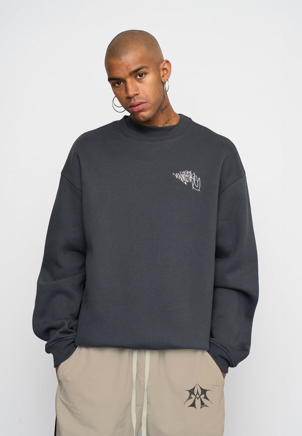 Multiply Spparel Oversize Sweatshirt THORNES Black Soda Washed JETZT KAUFEN