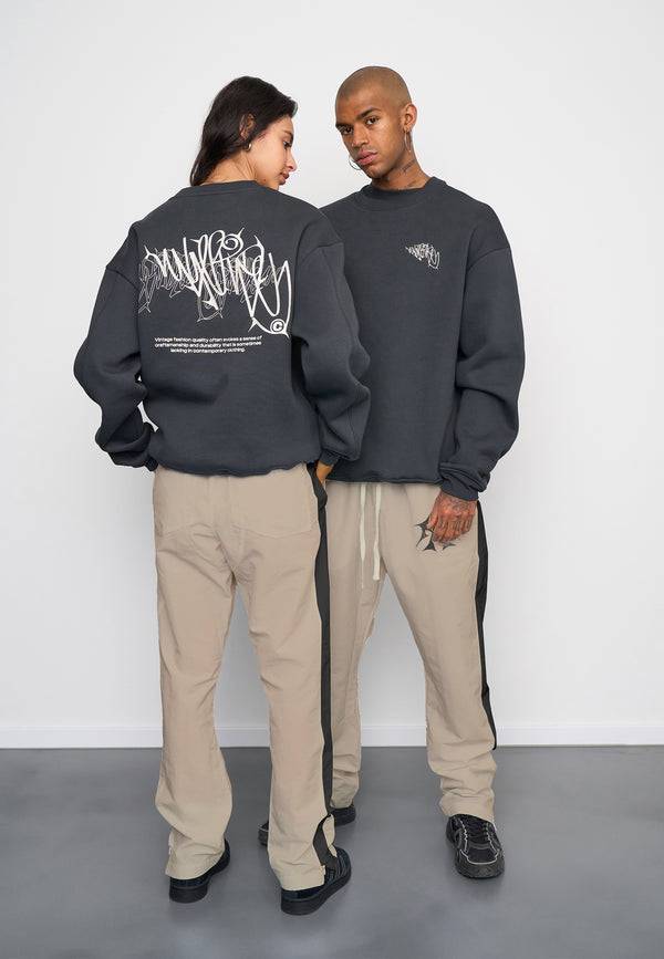 Multiply Spparel Oversize Sweatshirt THORNES Black Soda Washed JETZT KAUFEN