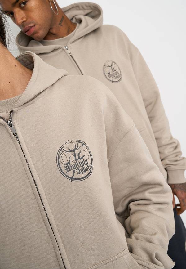 Multiply Spparel Oversize Zip Hoodie ANTIQUE Vintage Khaki Letzter Tag