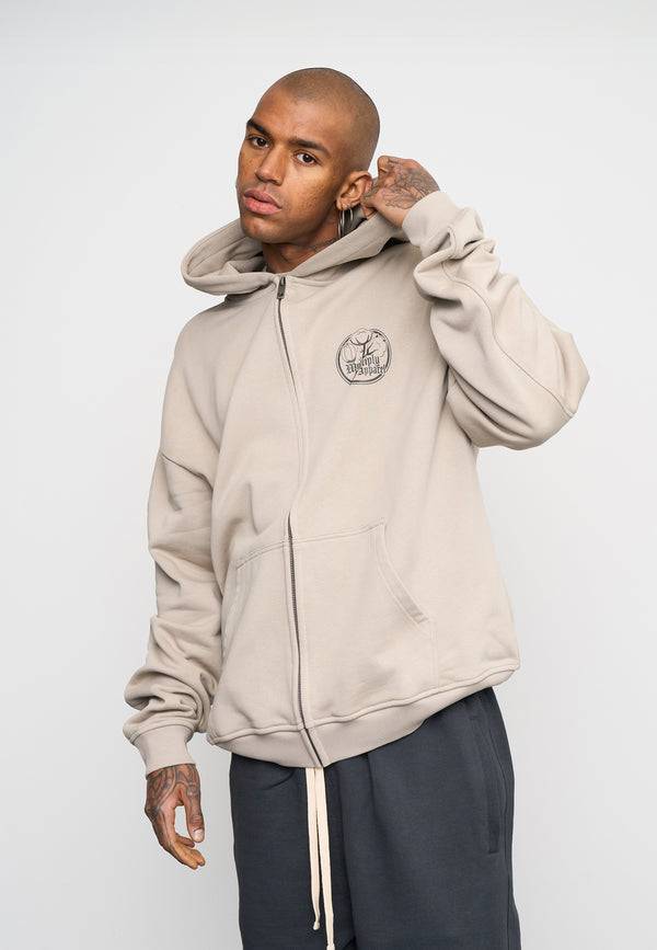 Multiply Spparel Oversize Zip Hoodie ANTIQUE Vintage Khaki Letzter Tag