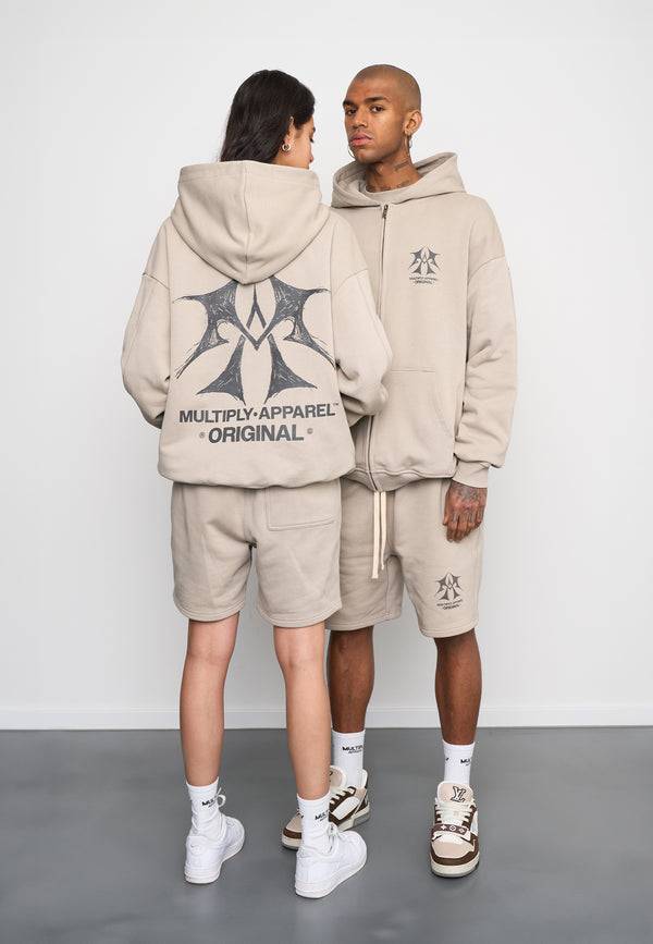 Multiply Spparel Oversize Zip Hoodie SKETCH Vintage Khaki Zeitbegrenzte Promotion