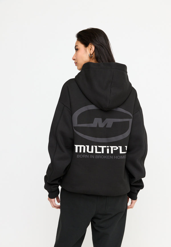 Multiply Spparel Oversize Zip Hoodie BROKEN IDENTITY Black Soda Washed Sonderangebot der Fabrik