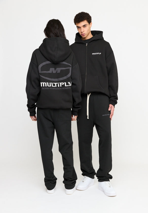 Multiply Spparel Oversize Zip Hoodie BROKEN IDENTITY Black Soda Washed Sonderangebot der Fabrik
