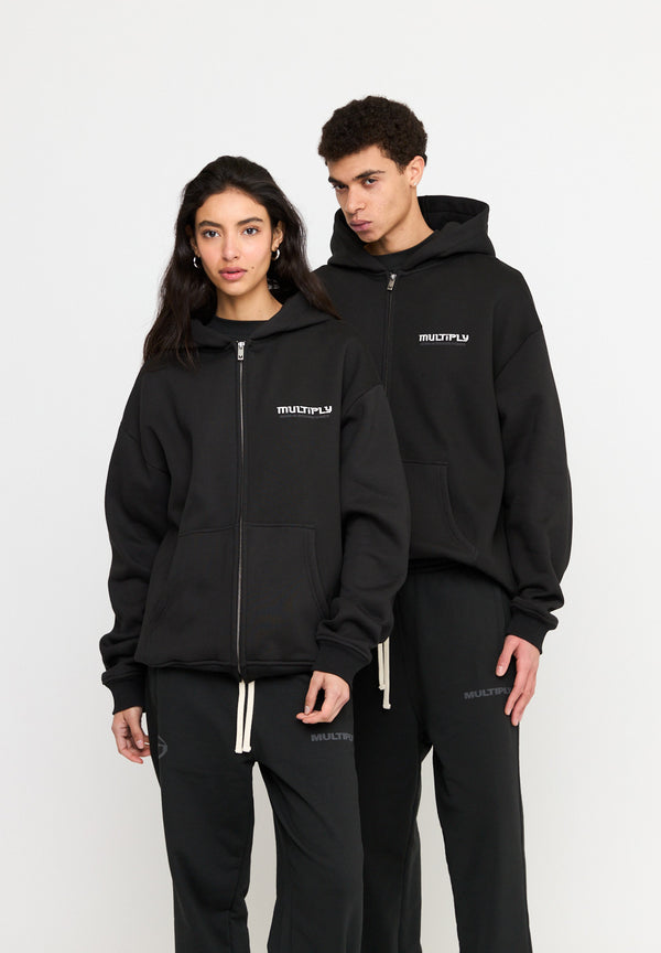 Multiply Spparel Oversize Zip Hoodie BROKEN IDENTITY Black Soda Washed Sonderangebot der Fabrik