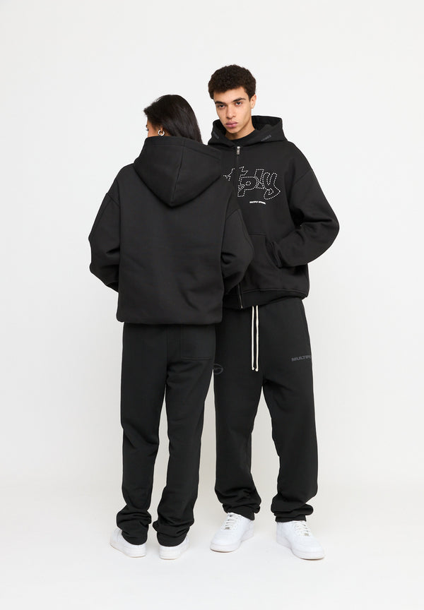 Multiply Spparel Oversize Zip Hoodie LONELINESS Black Soda Washed Vierteljährliche Förderung