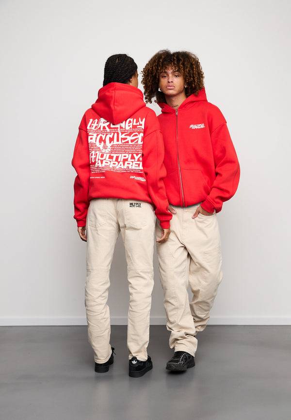 Multiply Spparel Oversize Zip Hoodie TRIAL Flame Scarlet Fabrikverkauf
