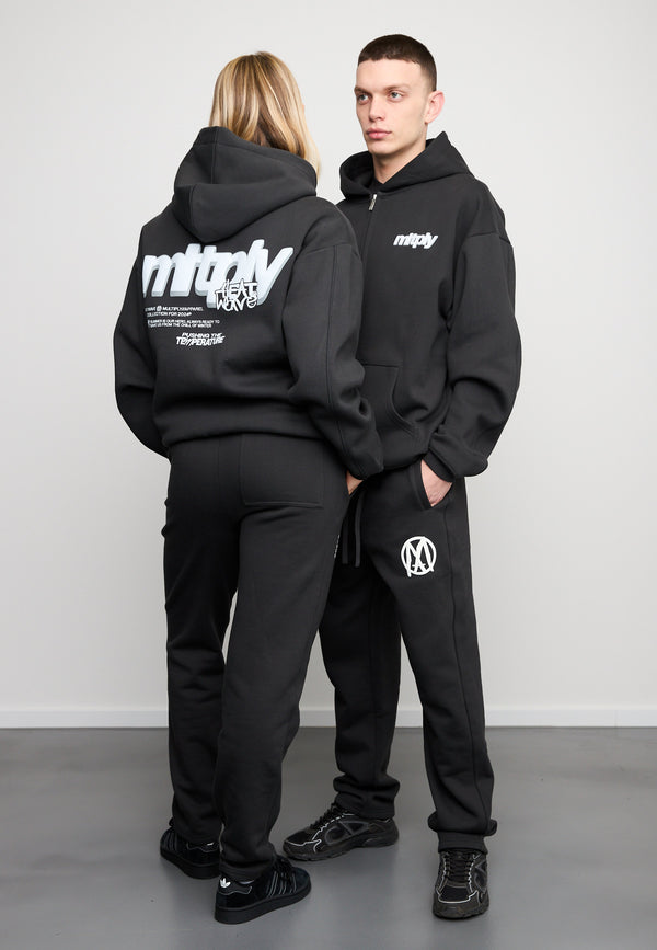 Multiply Spparel Oversize Zip Hoodie HEAT Black Soda Washed Fabrik Onlineshop