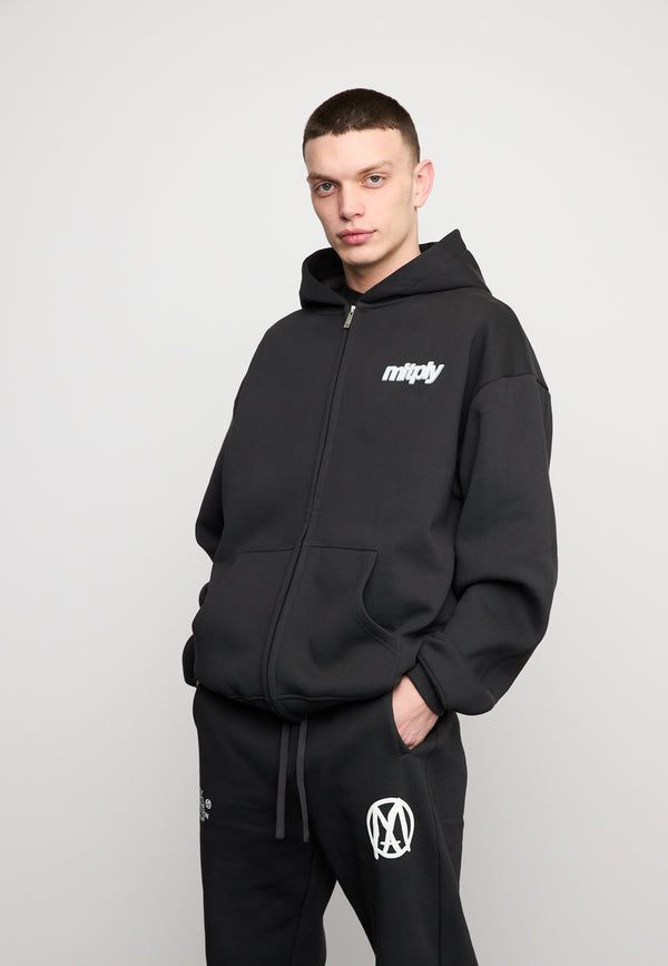 Multiply Spparel Oversize Zip Hoodie HEAT Black Soda Washed Fabrik Onlineshop