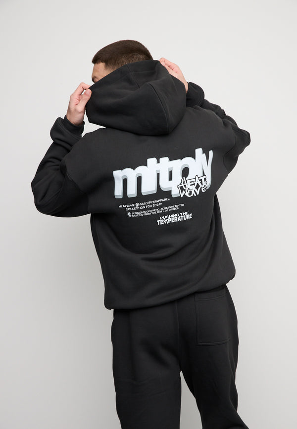 Multiply Spparel Oversize Zip Hoodie HEAT Black Soda Washed Fabrik Onlineshop