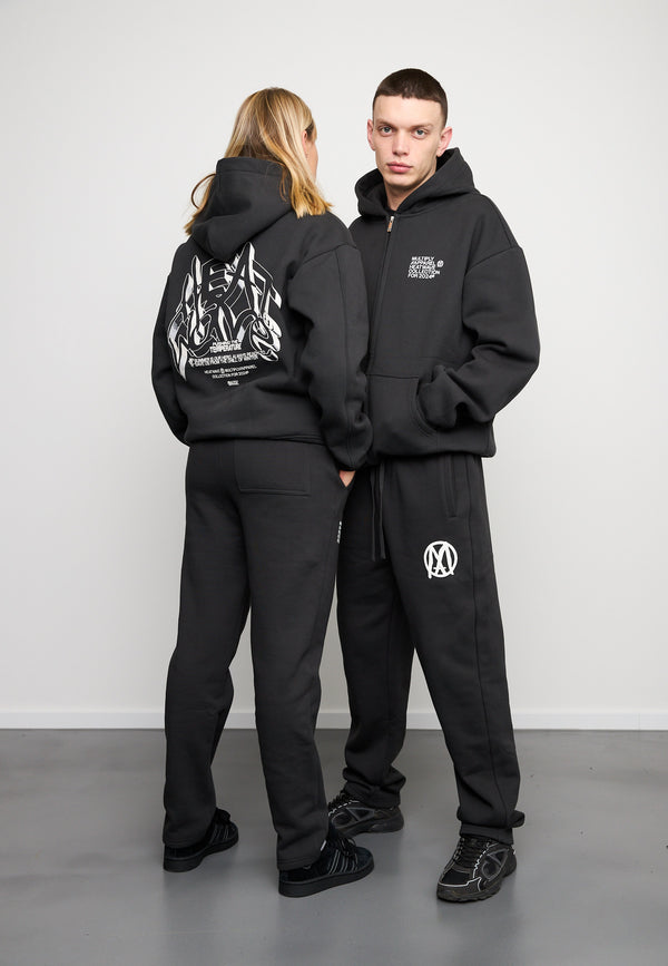 Multiply Spparel Oversize Zip Hoodie TEMPERATURE Black Soda Washed Fabrikpreis