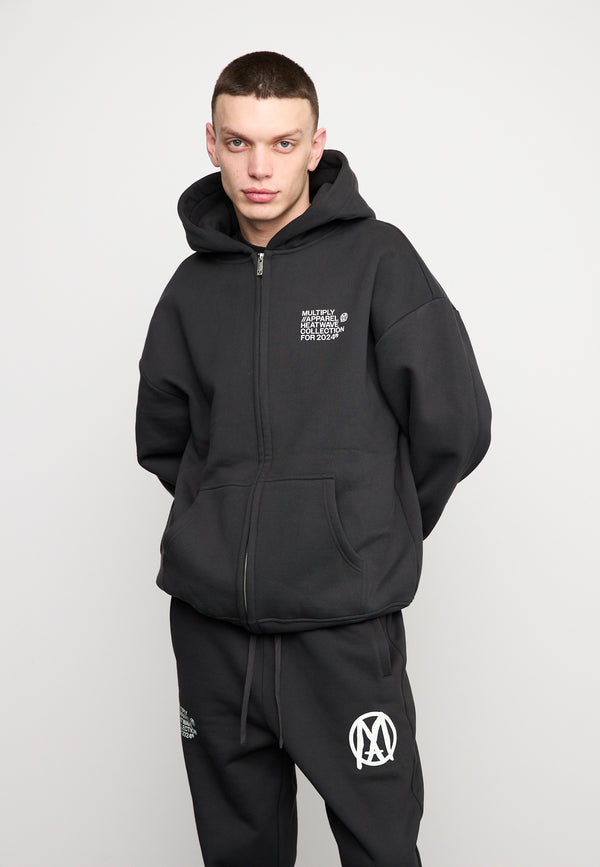 Multiply Spparel Oversize Zip Hoodie TEMPERATURE Black Soda Washed Fabrikpreis