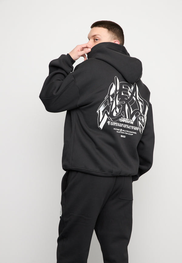 Multiply Spparel Oversize Zip Hoodie TEMPERATURE Black Soda Washed Fabrikpreis