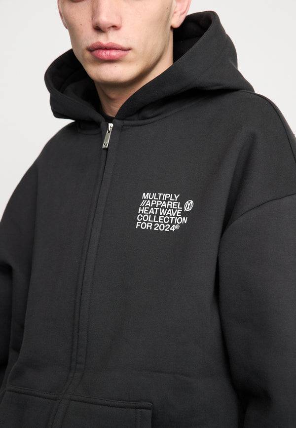 Multiply Spparel Oversize Zip Hoodie TEMPERATURE Black Soda Washed Fabrikpreis