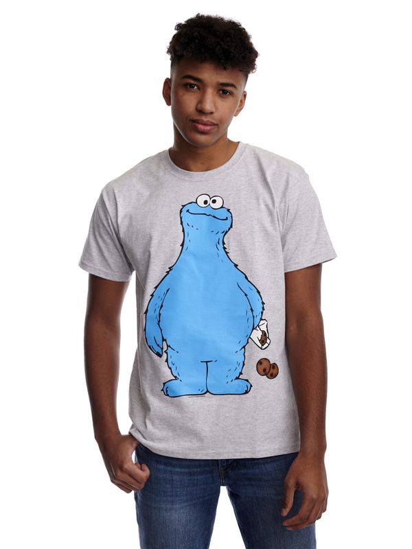 ﻿Nastrovje Potsdam Sesamstrasse Cookie Thief Herren T-Shirt grau meliert
