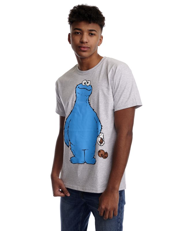 ﻿Nastrovje Potsdam Sesamstrasse Cookie Thief Herren T-Shirt grau meliert Jubiläumsangebot