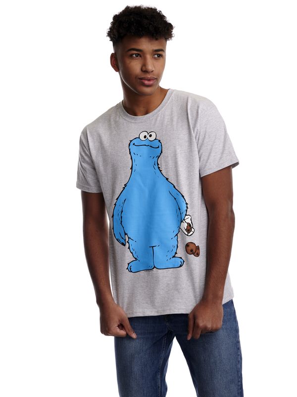 ﻿Nastrovje Potsdam Sesamstrasse Cookie Thief Herren T-Shirt grau meliert Jubiläumsangebot