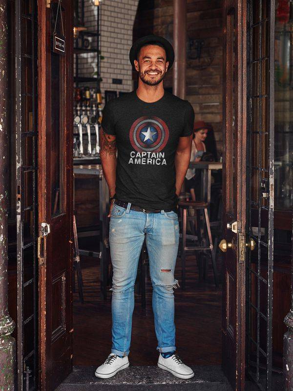 Nastrovje Potsdam Captain America Flash Logo Herren T-Shirt schwarz Neuheiten