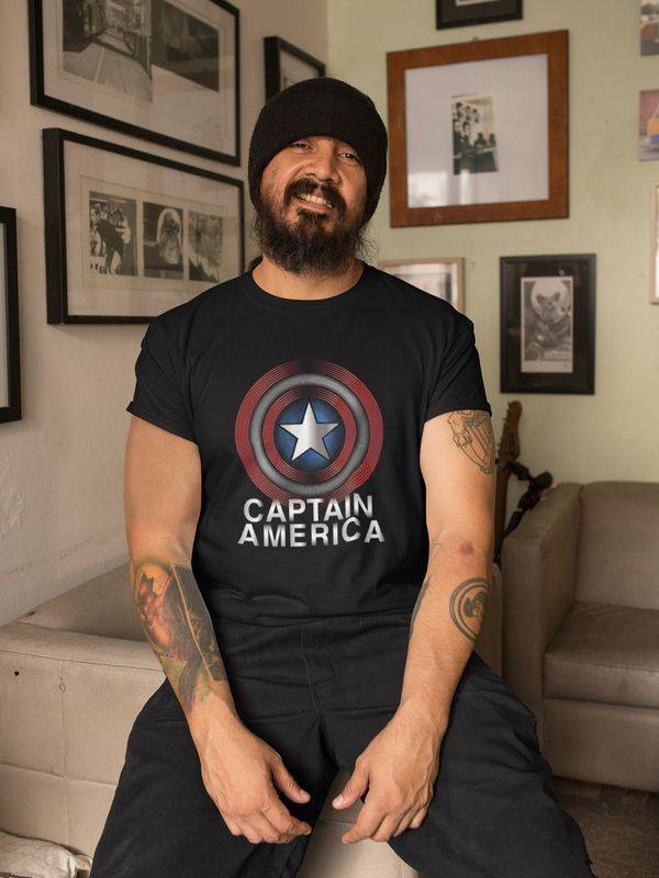 Nastrovje Potsdam Captain America Flash Logo Herren T-Shirt schwarz Neuheiten